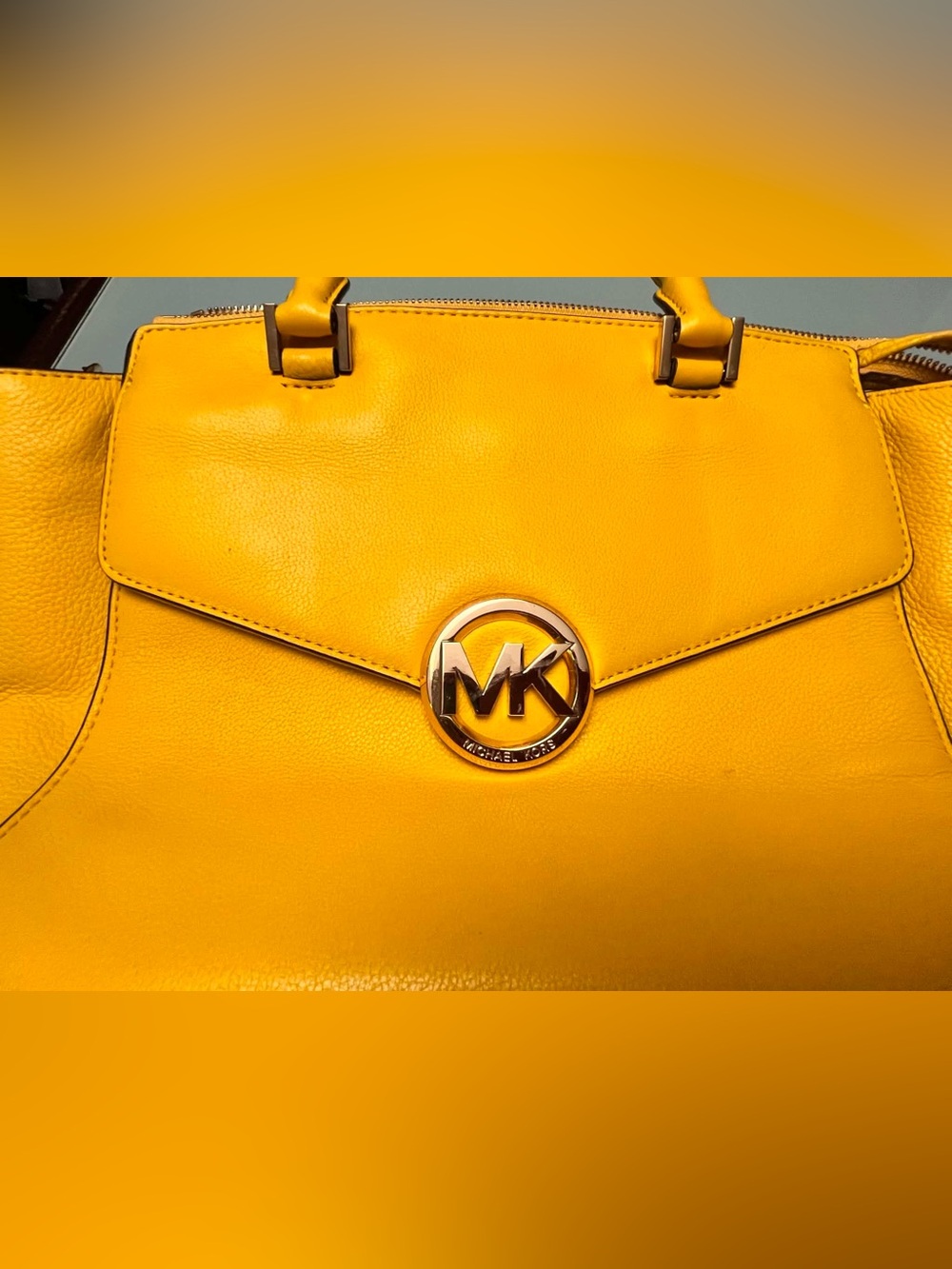 Michael Kors Yellow Pebbled Leather Convertible Satchel Crossbody Handbag Bag - Picture 8 of 11